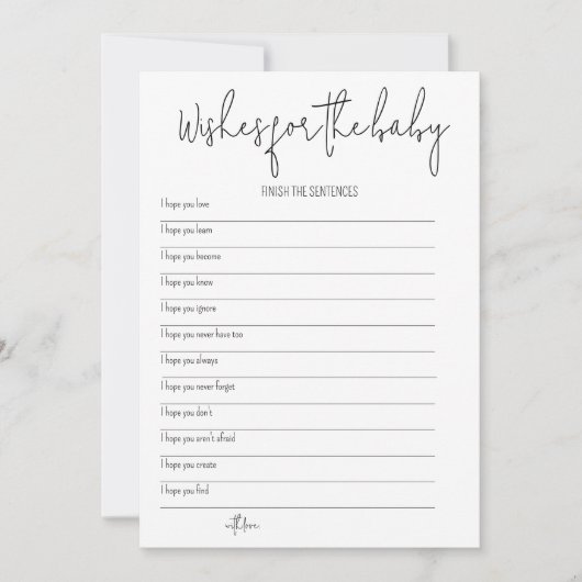 ベビーの願い – ベビーシャワーゲーム 招待状 (正面)