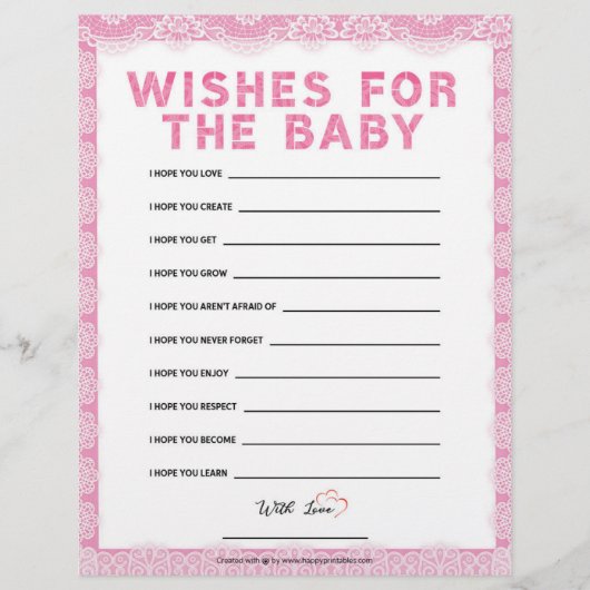 ベビーの願い[高級レース[ピンク] レターヘッド (正面)