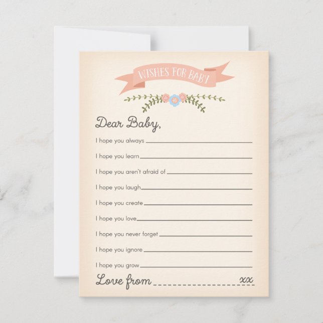 ベビーの願い – Baby Showerゲームカード (正面)