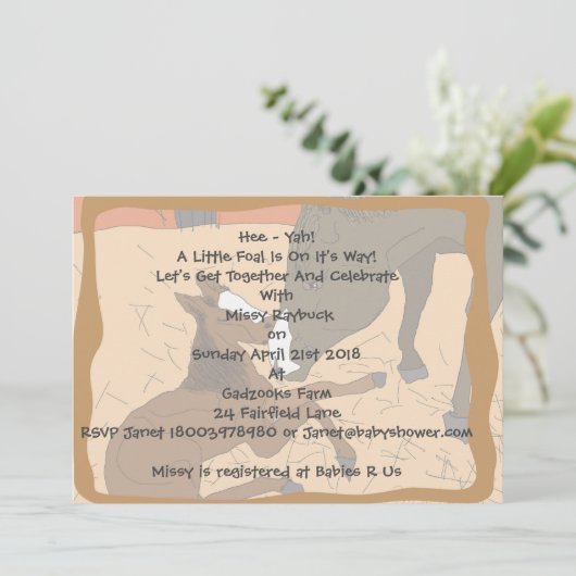 ベビーの馬の誕生のベビーシャワーの招待状 招待状 (スタンド正面)