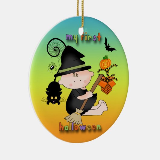 ベビーの魔法使いハロウィンの私の第1円形のオーナメント セラミックオーナメント (右)