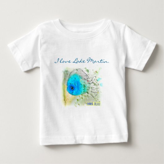 ベビーの魚のTシャツ"私は湖マーティンを愛します。" ベビーTシャツ (正面)