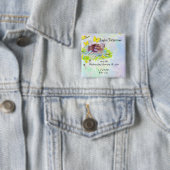 ベビーの黄色の鳥と蝶のフォトフレーム 缶バッジ (インサイチュ)