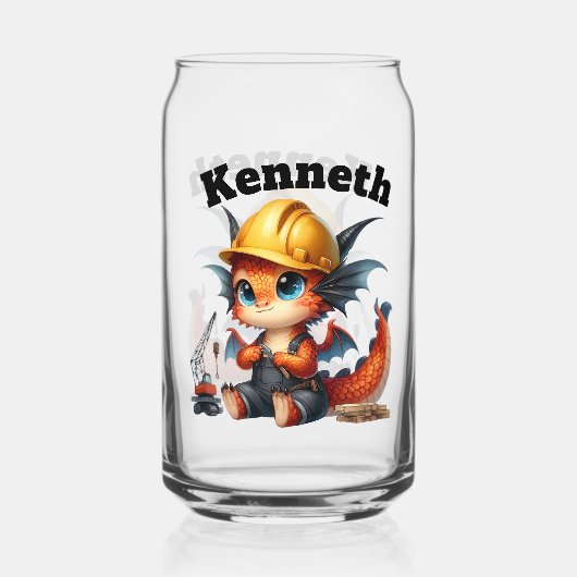 ベビーの龍の塔を建てる懸命の帽子 ガラス缶 (正面)