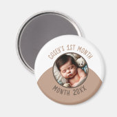 ベビーの1か月の写真カスタムの名前と年の追加 マグネット (正面/裏面)