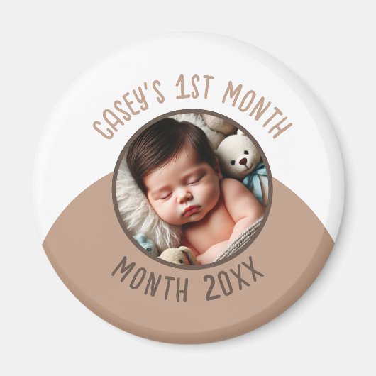 ベビーの1か月の写真カスタムの名前と年の追加 マグネット (正面)