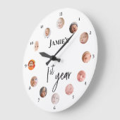 ベビーの1年目12カ月のカスタム写真 ラージ壁時計 (傾斜)