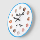 ベビーの1年目12ヶ月の写真誕生日 ラージ壁時計 (傾斜)