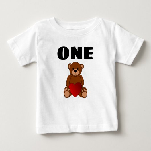ベビーの1歳の誕生日テディベアTシャツ ベビーTシャツ (正面)