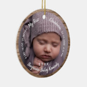 ベビーの1stクリスマスフォト誕生統計ベビー名 セラミックオーナメント (右)