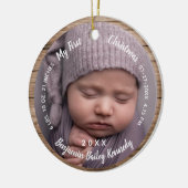 ベビーの1stクリスマスフォト誕生統計ベビー名 セラミックオーナメント (左)