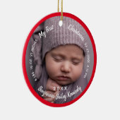 ベビーの1stクリスマスフォト誕生統計ベビー名 セラミックオーナメント (右)
