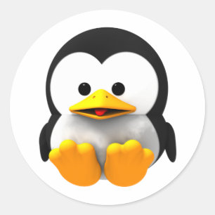 ベビーの3DタキシードのLinuxのペンギンのステッカー ラウンドシール