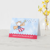 ベビーの7月の最初の4日、妖精のグリーティングカード カード (黄色い花)