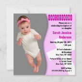 ベビーの《キリスト教》洗礼式や命名式の招待状の女の子のカーブ 招待状 (正面)