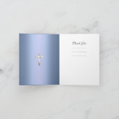 ベビーの《キリスト教》洗礼式や命名式の洗礼の男の子の青の銀ありがとう サンキューカード (内部)