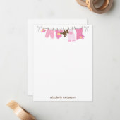 ベビーのClotheslineの平たい箱は感謝していしていますノート{ピンク} ノートカード (正面/裏面インサイチュ)