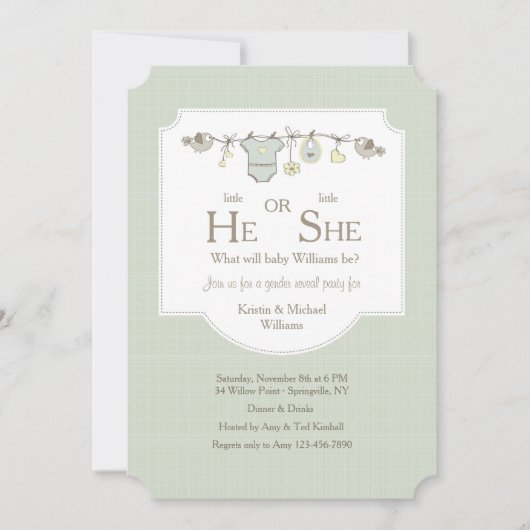 ベビーのClotheslineの性は招待状を明らかにします 招待状 (正面)