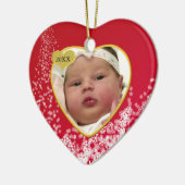 ベビーのSnowyの赤い写真の家宝のクリスマス セラミックオーナメント (左)