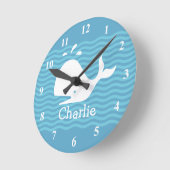 ベビーのwaveyの海のかわいいクジラが付いている一流の柱時計 ラウンド壁時計 (傾斜)
