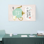 ベビーはかわいいピンクおよび緑茶のパーティーを醸造しています 横断幕 (トレードショー)