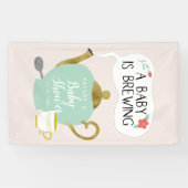 ベビーはかわいいピンクおよび緑茶のパーティーを醸造しています 横断幕 (横)