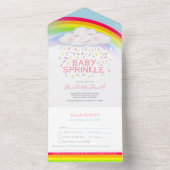 ベビーはかわいい雲水の色と虹を散らす オールインワン招待状 (内側)