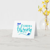 ベビーはア賛美ズのブルーパーソナライズされた カード (黄色い花)