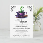 ベビーはウィッチコーヒーハロウィーンベイビーシャワーを醸造している 招待状 (スタンド正面)