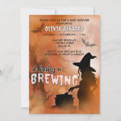 ベビーはウィッチ不気味ハロウィーンベイビーシャワーを醸造している 招待状 (正面)