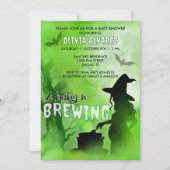 ベビーはウィッチ不気味ハロウィーンベイビーシャワーを醸造している 招待状 (正面)