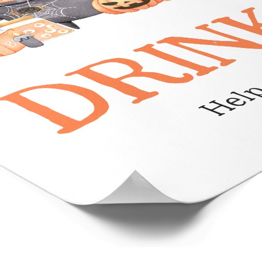 ベビーはオレンジのハロウィンドリンクを醸造している ポスター (角)