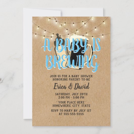 ベビーはクラフト素朴ビール赤ちゃんシャワー 招待状 (正面)
