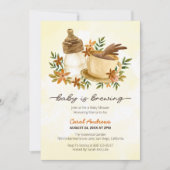 ベビーはコーヒーとベビーボトルベビーシャワーを醸造している 招待状 (正面)