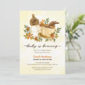 ベビーはコーヒーとベビーボトルベビーシャワーを醸造している 招待状 (スタンド正面)