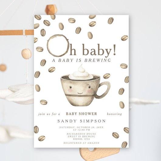 ベビーはコーヒーのかわいいベビーシャワーを醸造している 招待状