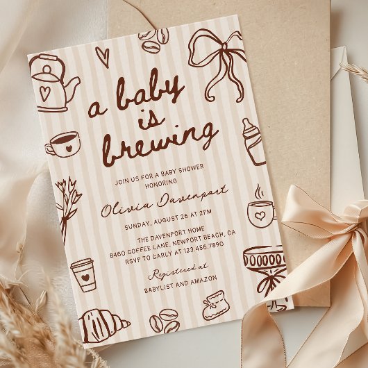 ベビーはコーヒーの手引き赤ちゃんシャワーを醸造している 招待状