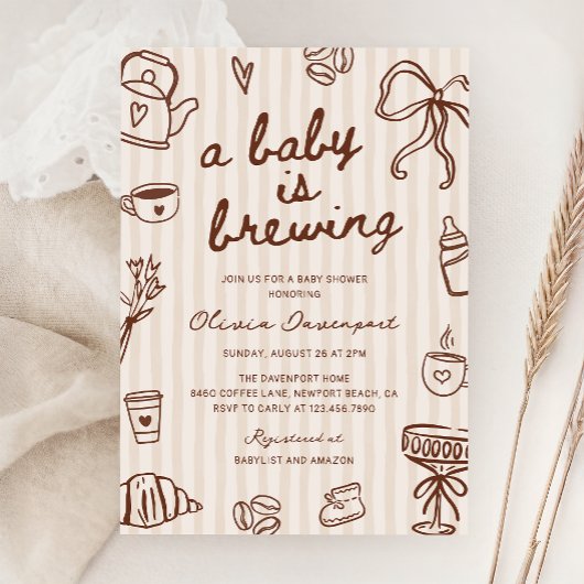 ベビーはコーヒーの手引き赤ちゃんシャワーを醸造している 招待状