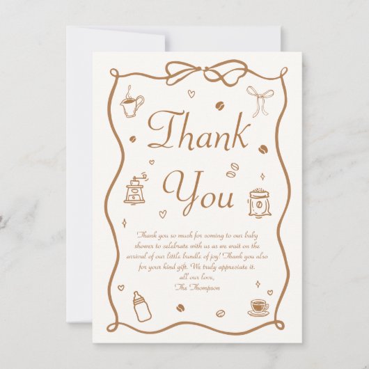ベビーはコーヒーの赤ちゃんシャワーを醸造している サンキューカード (正面)