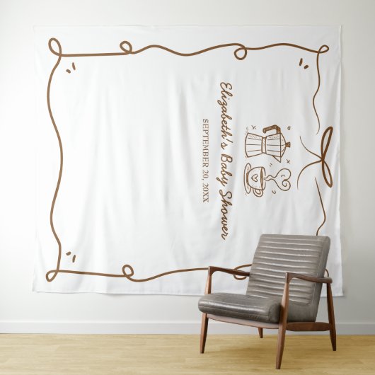 ベビーはコーヒーの赤ちゃんシャワーを醸造している タペストリー (インサイチュ(横))