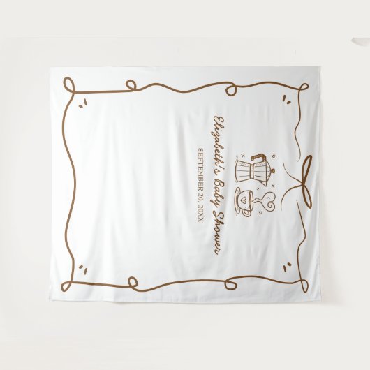 ベビーはコーヒーの赤ちゃんシャワーを醸造している タペストリー (正面(横))