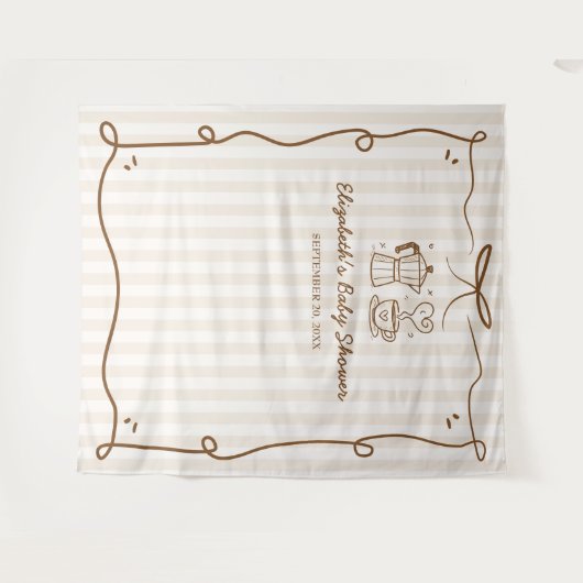 ベビーはコーヒーの赤ちゃんシャワーを醸造している タペストリー (正面(横))