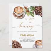 ベビーはコーヒーの赤ちゃんシャワーパーティーを醸造している 招待状 (正面)