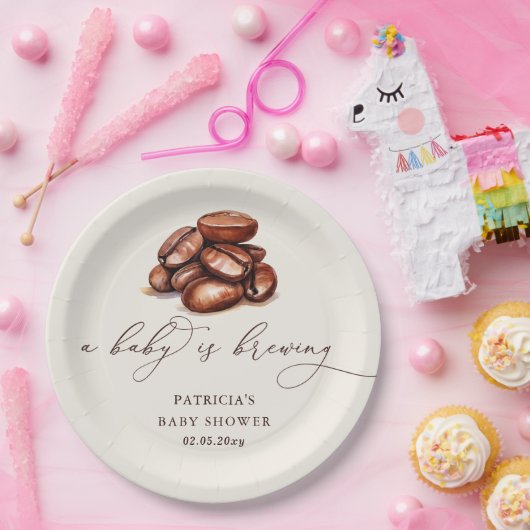 ベビーはコーヒーの赤ちゃん男女兼用シャワーを醸造している ペーパープレート (パーティー)