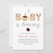 ベビーはコーヒーをテーマにしたベビーシャワーを醸造している 招待状 (正面)