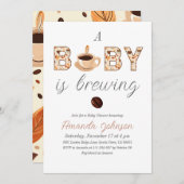 ベビーはコーヒーをテーマにしたベビーシャワーを醸造している 招待状 (正面/裏面)