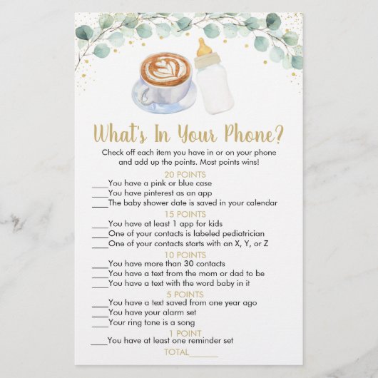 ベビーはコーヒーを醸造している何があなたの電話ゲーム (正面)