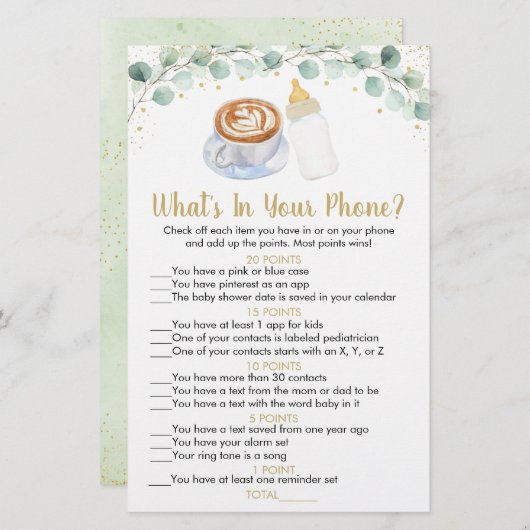 ベビーはコーヒーを醸造している何があなたの電話ゲーム (正面/裏面)