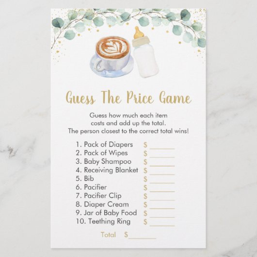 ベビーはコーヒーを醸造している価格ゲームを推測 (正面)