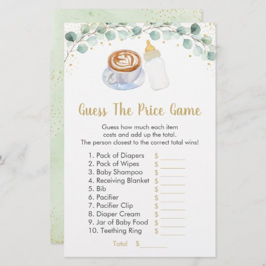 ベビーはコーヒーを醸造している価格ゲームを推測 (正面/裏面)